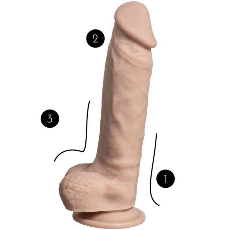 Dildo Realistic, SilexD - Real Skin, Thermo Reactive Premium Silexpan, 23 CM